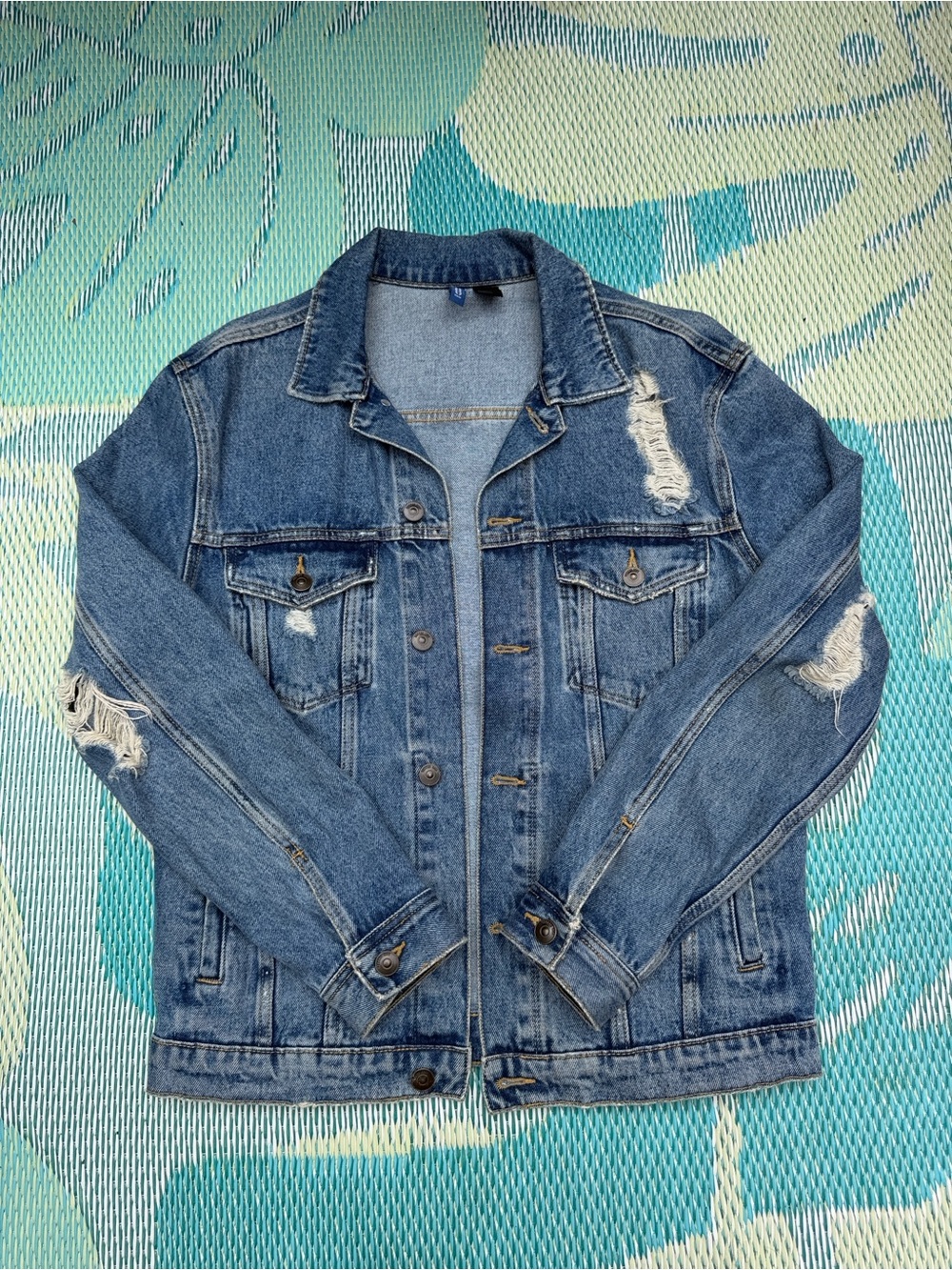 Denim Jacket with Distressed Details